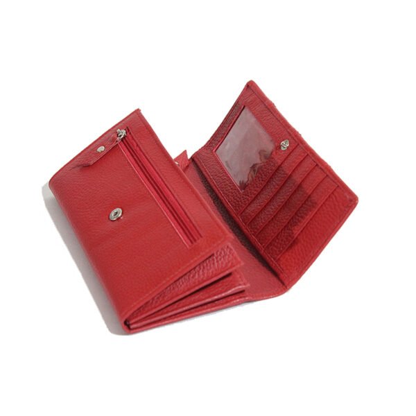 VASKA genuine leather striped red wallet for women - Image 3